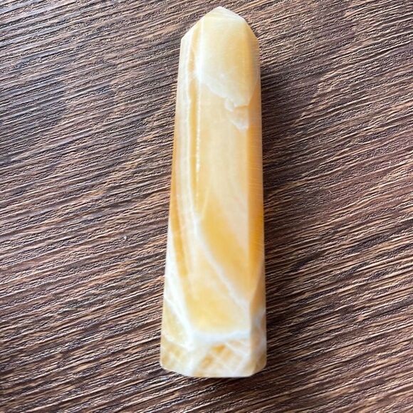 Orange Calcite tower small banding standing point polished decor natural - Picture 9 of 9